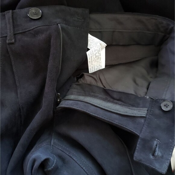 Zara Lambskin Suede Bootcut High-Waist Stretch Pants Limited Edition Medium Blac - Picture 7 of 12